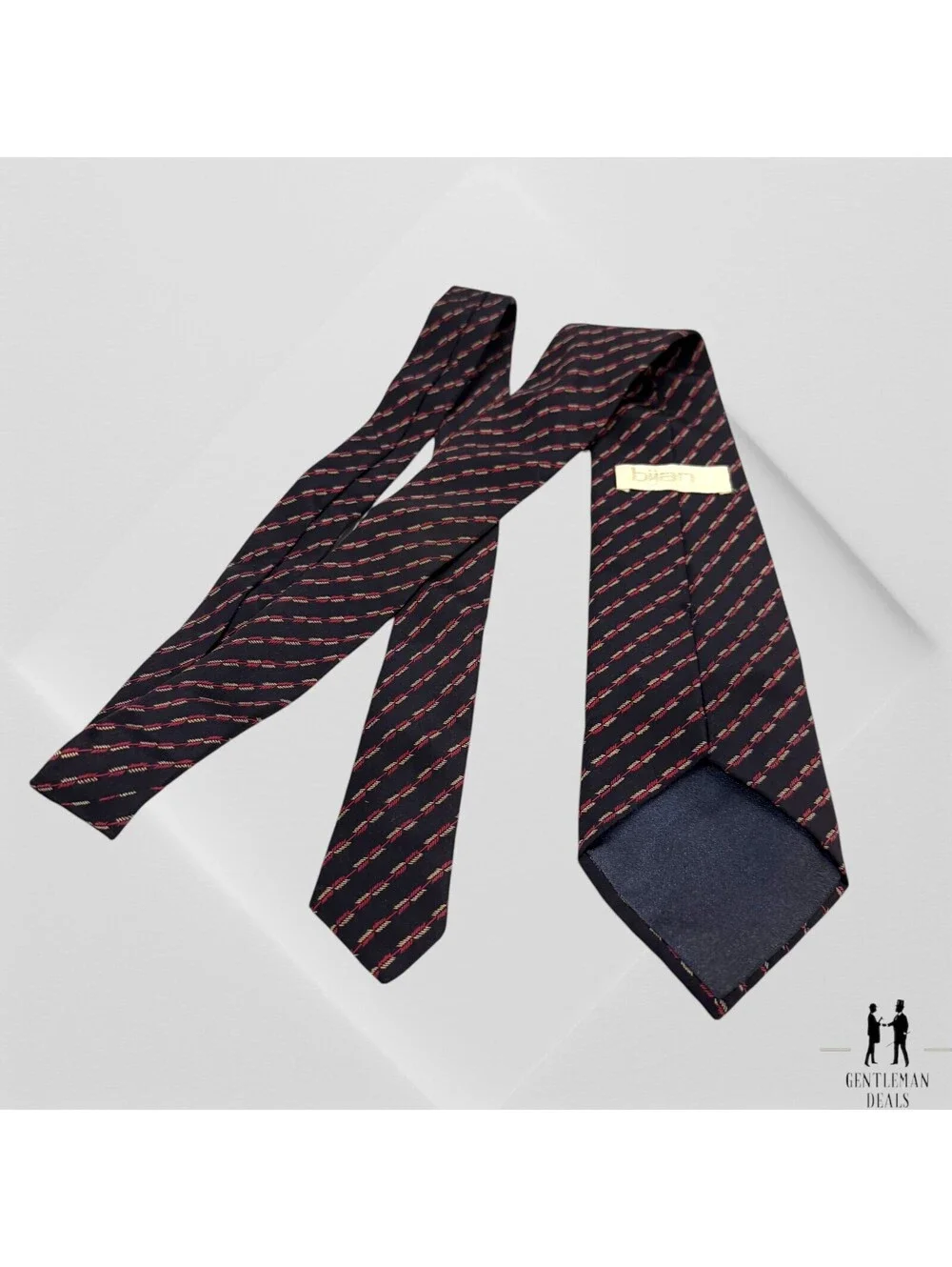Bijan Beverly Hills Designer Silk Tie With Textured Finish & Stylish Navy 57x3.5